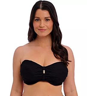 Beach Waves Underwire Bandeau Bikini Swim Top Black 32G
