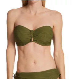 eBeach Waves Underwire Bandeau Bikini Swim Top Olive 30D