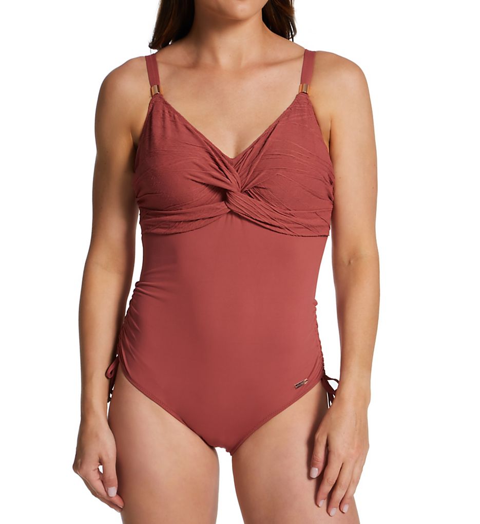 Beach Waves Underwire Twist Front Swimsuit