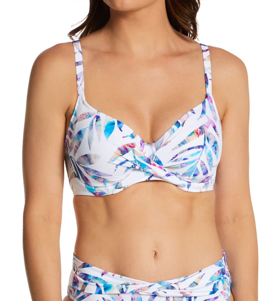 Swimsuits For All Women's Plus Size Bra Sized Tie Front Longline Underwire  Bikini Top - 40 F, Blue : Target