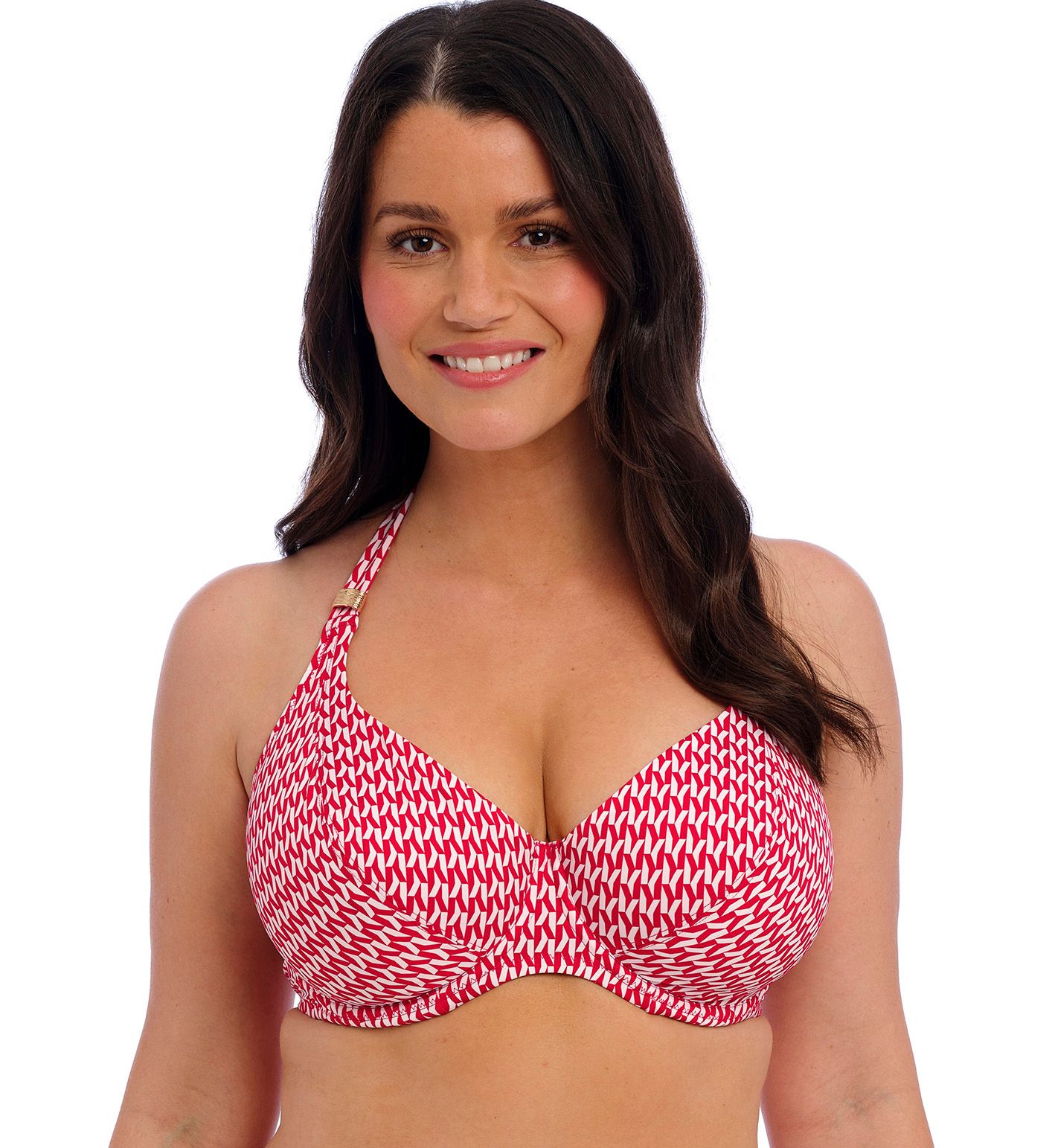 Fantasie Koh Lipe Underwire Halter Bikini Swim Top Radiant Red 32DD  - Image 1