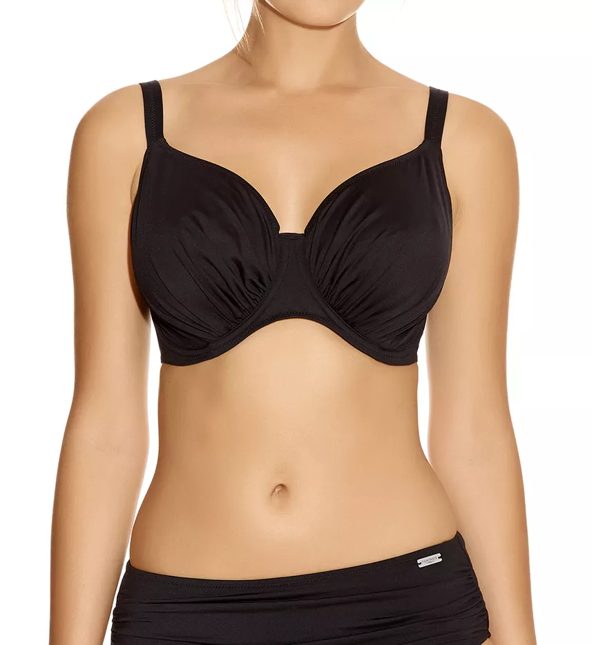 Versailles Underwire Gathered Full-Cup Swim Top Black 30D