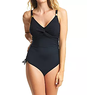 Ottawa Underwire Twist Front One Piece Swimsuit Black 32DD