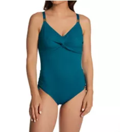 Ottawa Underwire Twist Front One Piece Swimsuit Petrol 34E