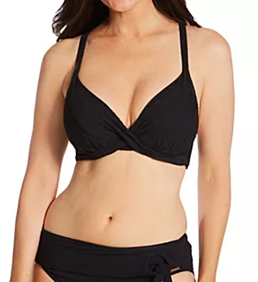 Ottawa Underwire Plunge Bikini Swim Top Black 30FF