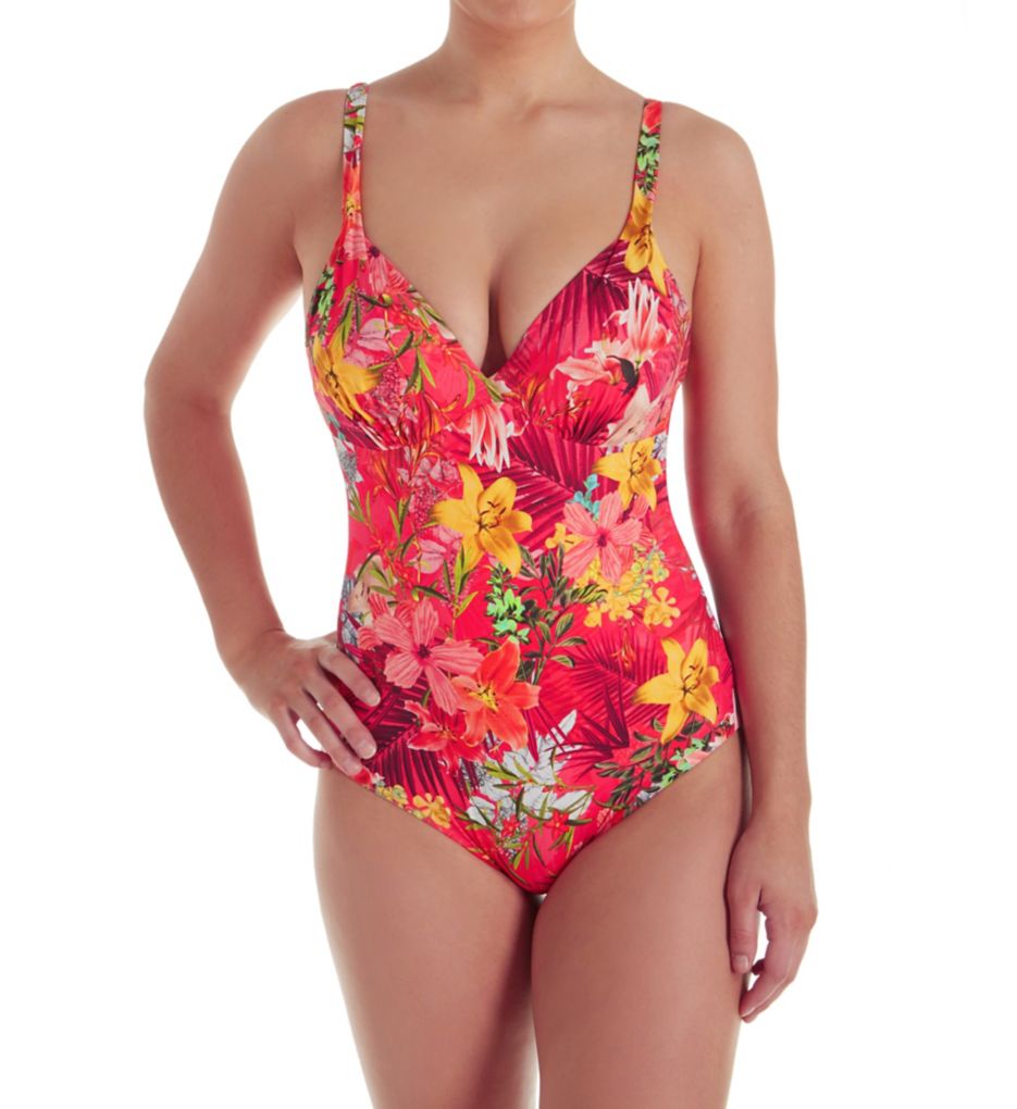 Anguilla Underwire Deep Plunge One Piece Swimsuit-fs