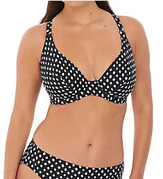 Santa Monica Underwire Plunge Bikini Swim Top Black/White 30E