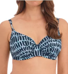 Kotu Underwire Gathered Full Cup Bikini Swim Top Ink 30D