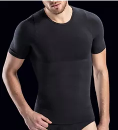 Cotton Short Sleeve Tummy Control Shaping T-Shirt Black 2XL