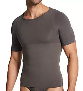 Cotton Short Sleeve Tummy Control Shaping T-Shirt Grey 2XL