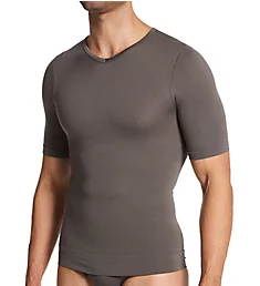 Heat Thermal Firm Control Body Shaping T-Shirt Grey M