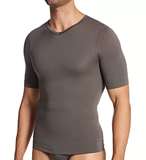 Heat Thermal Firm Control Body Shaping T-Shirt Grey L