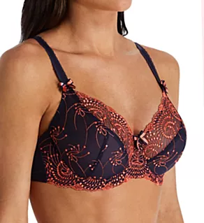 Nicole Sheer Lace Bra Navy Coral 30C