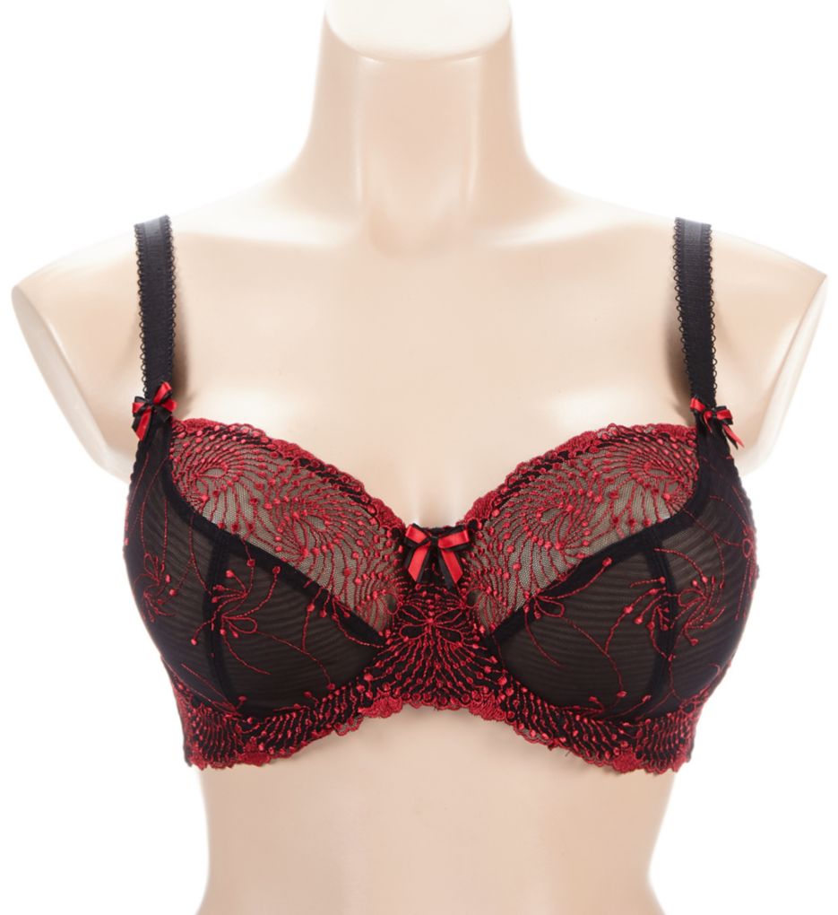 Fit Fully Yours Nicole Sheer Lace Bra Black Red 36F  - Image 1