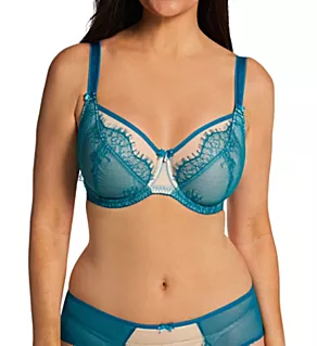 Ava See-Thru Lace Underwire Bra Dark Teal 30C