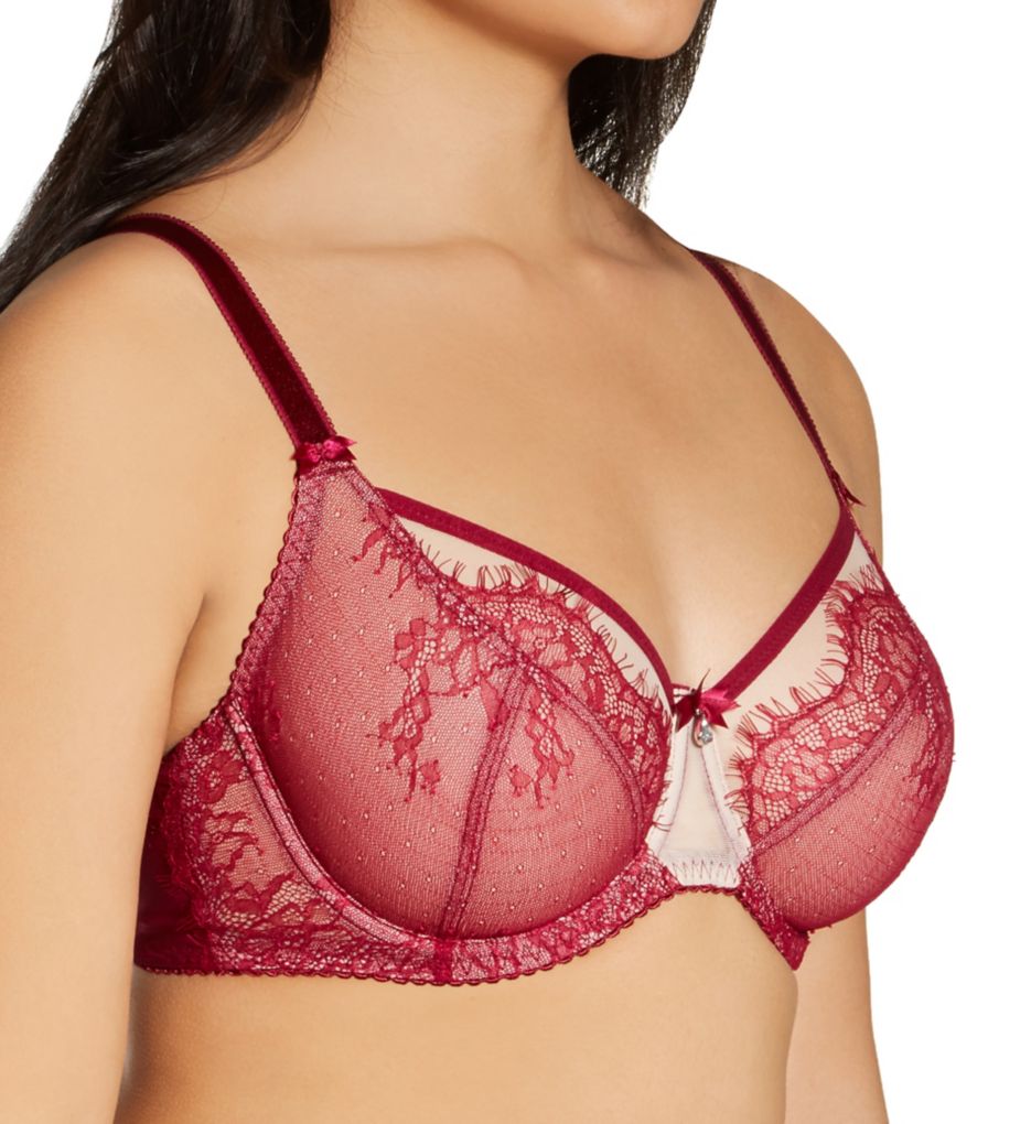 Ava See-Thru Lace Underwire Bra Deep Red 30G by Fit Fully Yours