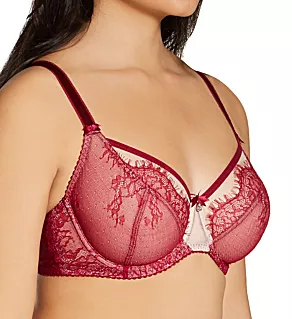 Ava See-Thru Lace Underwire Bra Deep Red 30C