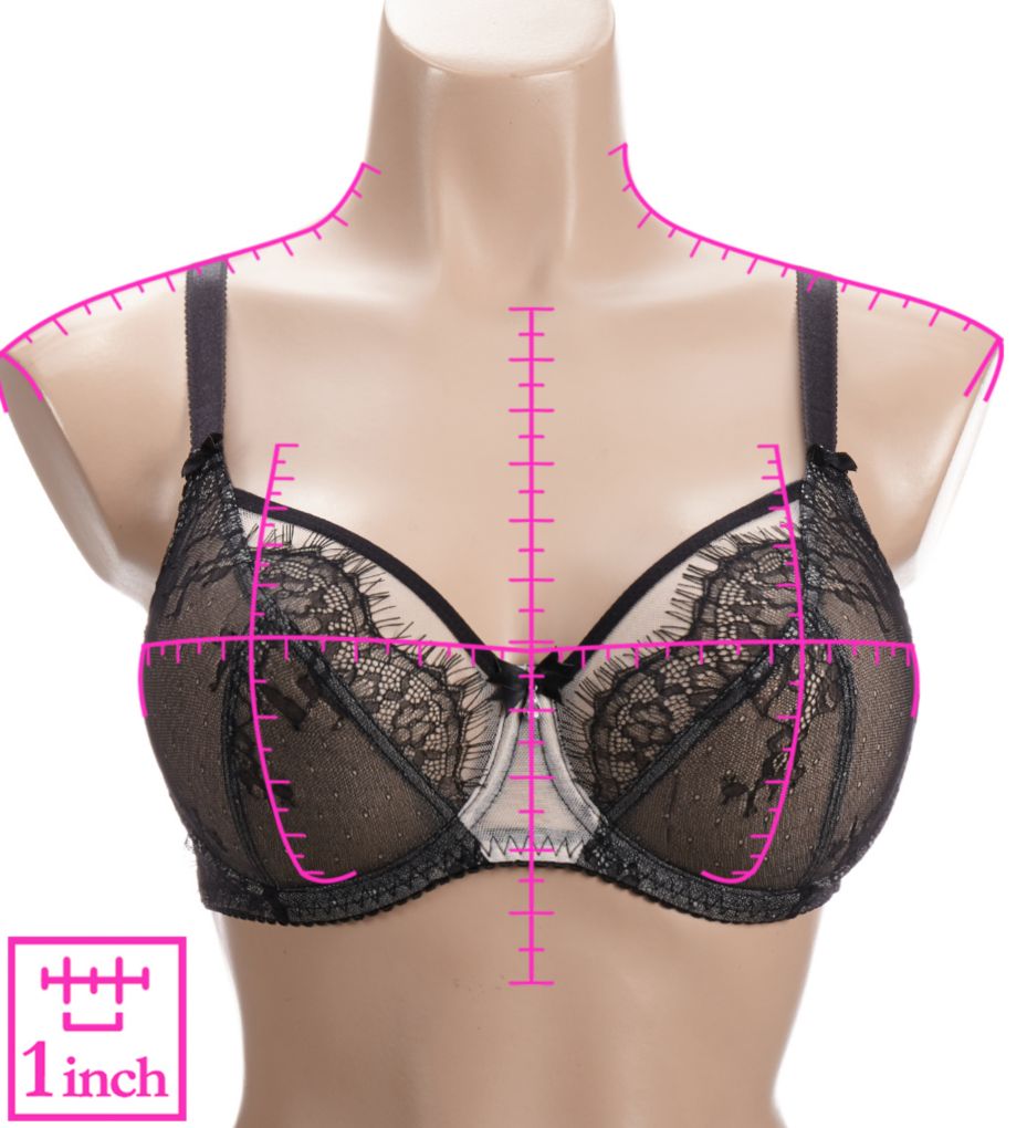 Fit Fully Yours BLACK Ava See-Thru Lace Underwire Bra, US 32K, UK 32H