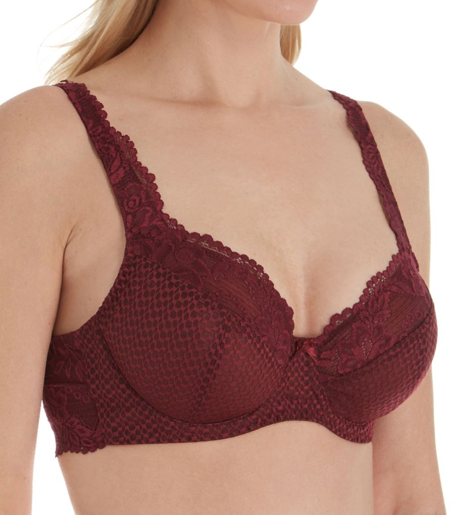 Serena Lace Multi-Part Underwire Bra Burgundy 34H by Fit Fully Yours