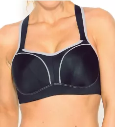 Pauline Full Coverage Underwire Sports Bra Black/Grey 28D