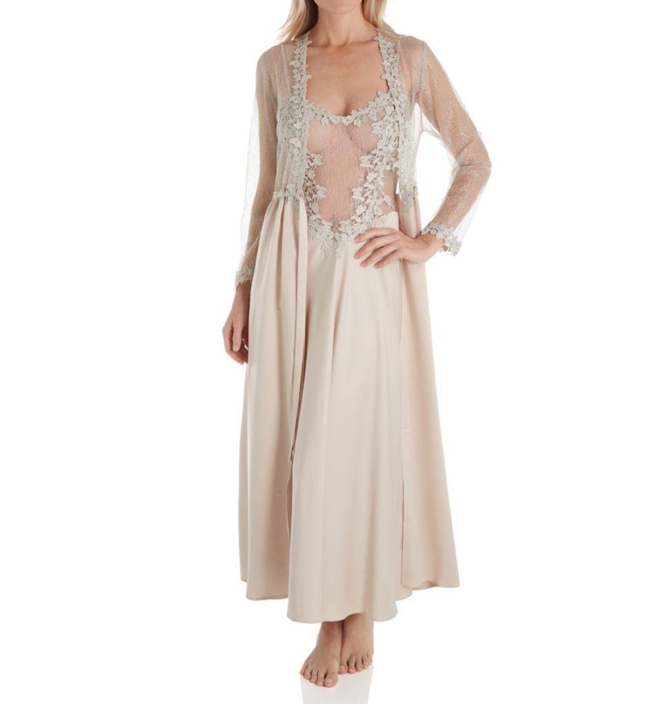 Showstopper Charmeuse Long Gown With Lace-cs3