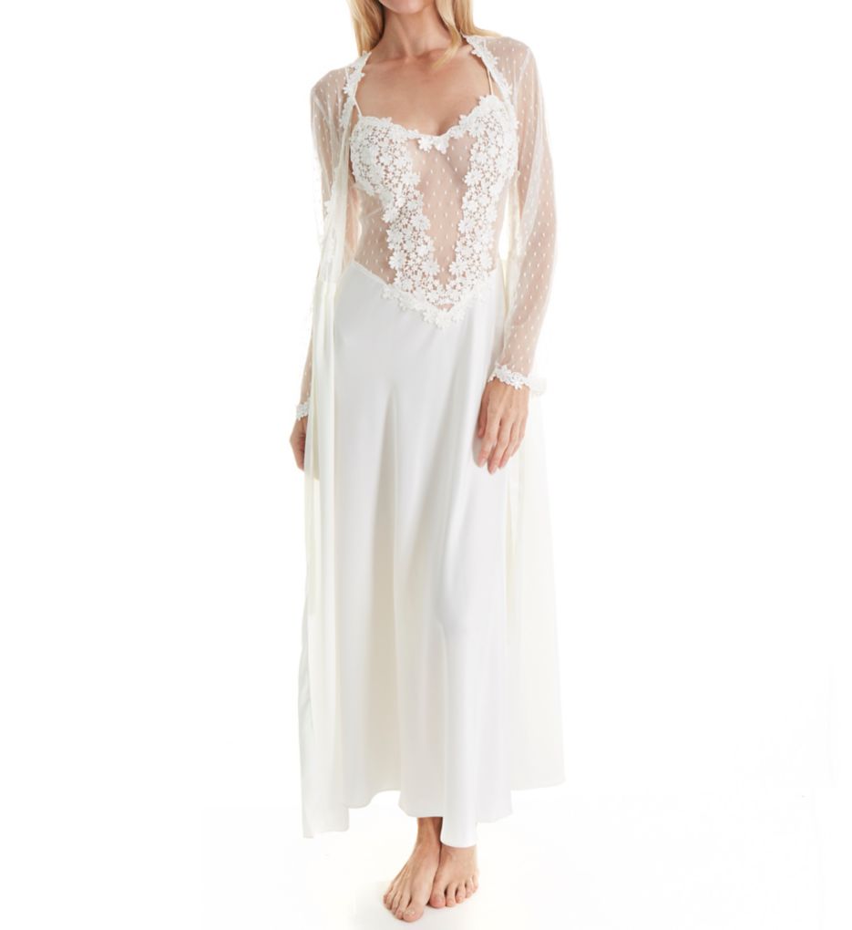 Showstopper Charmeuse Long Wrap Robe With Lace-cs1