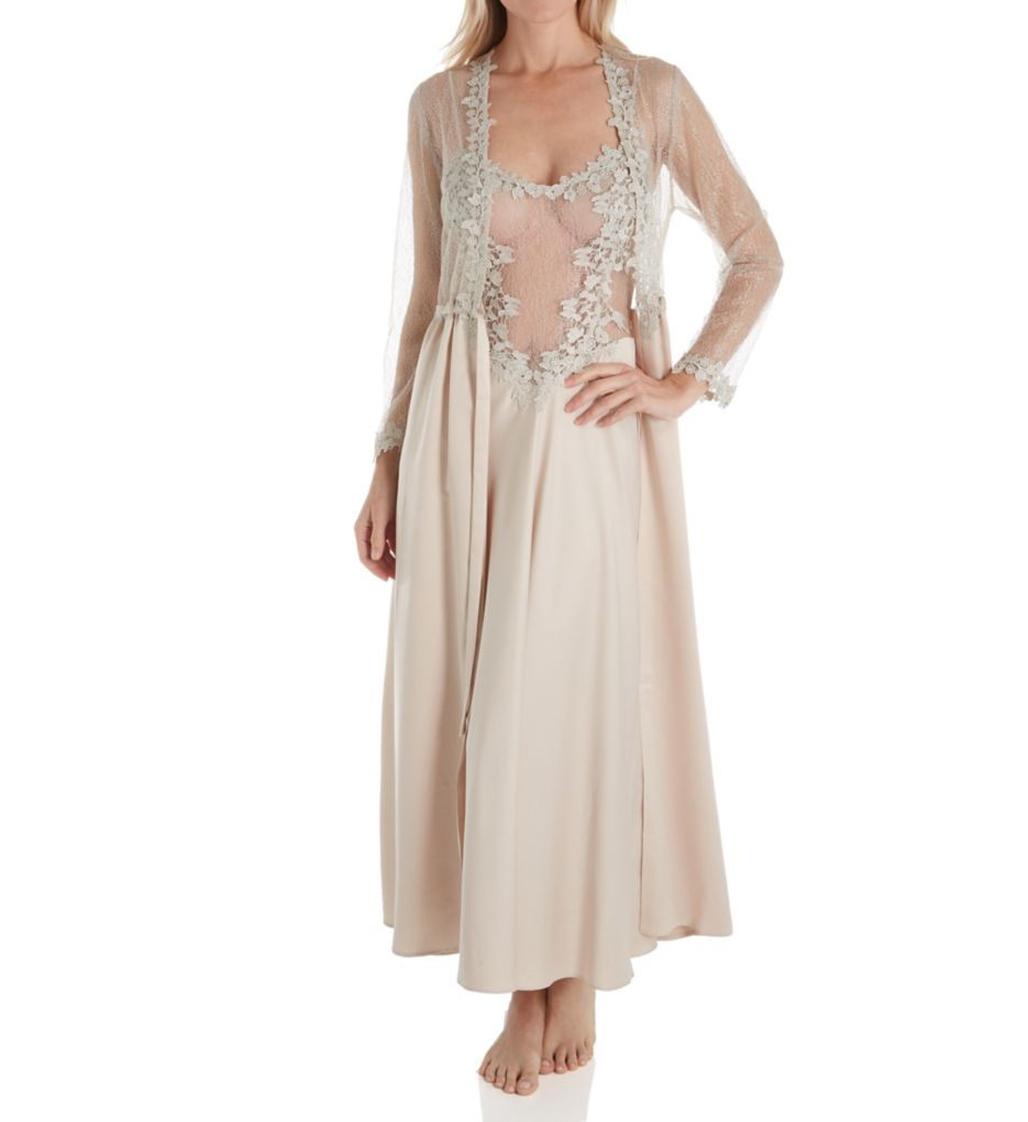 Showstopper Charmeuse Long Wrap Robe With Lace-cs3