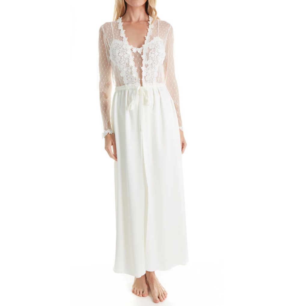 Showstopper Charmeuse Long Wrap Robe With Lace-fs