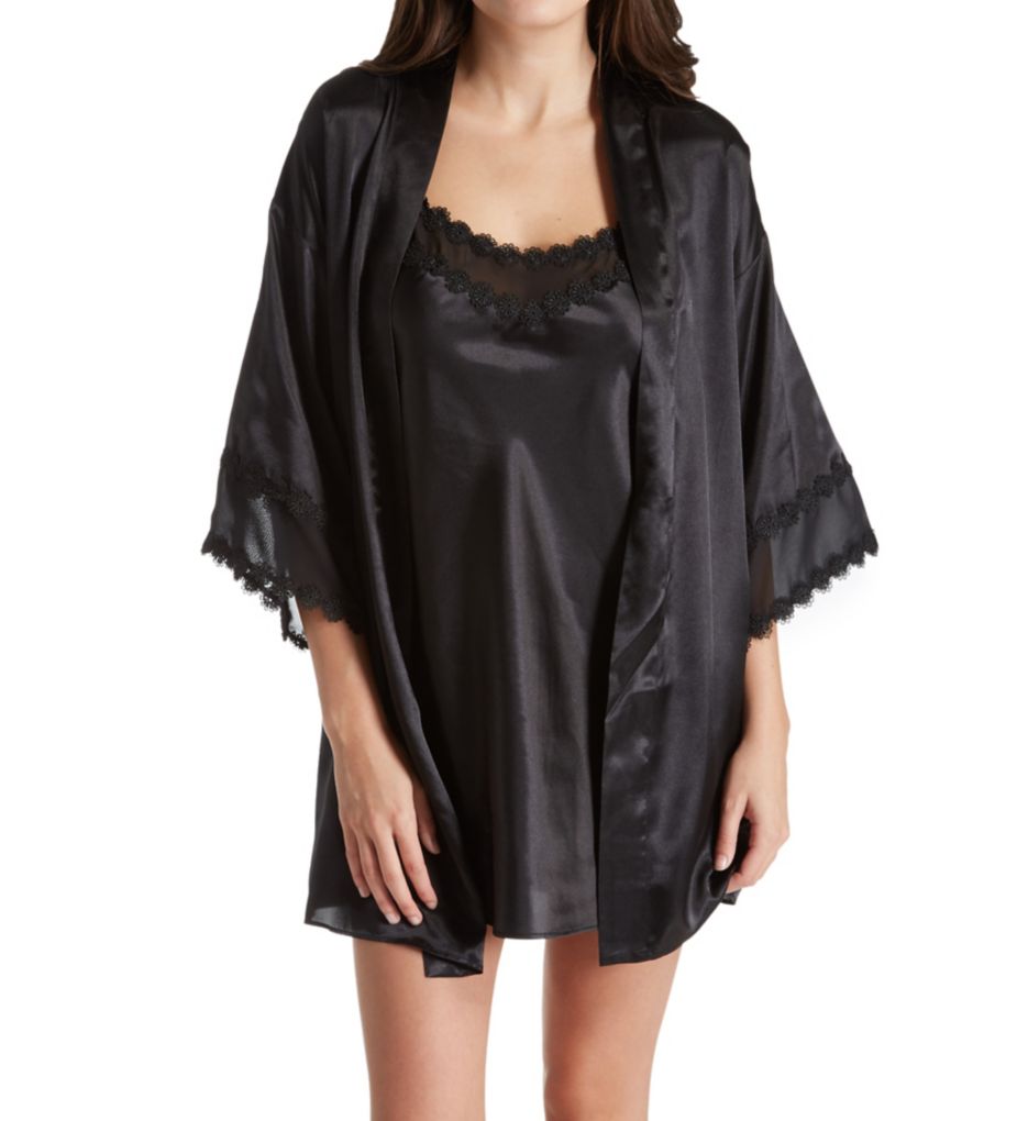 Vivian Charmeuse Chemise with Chiffon Trim-cs1