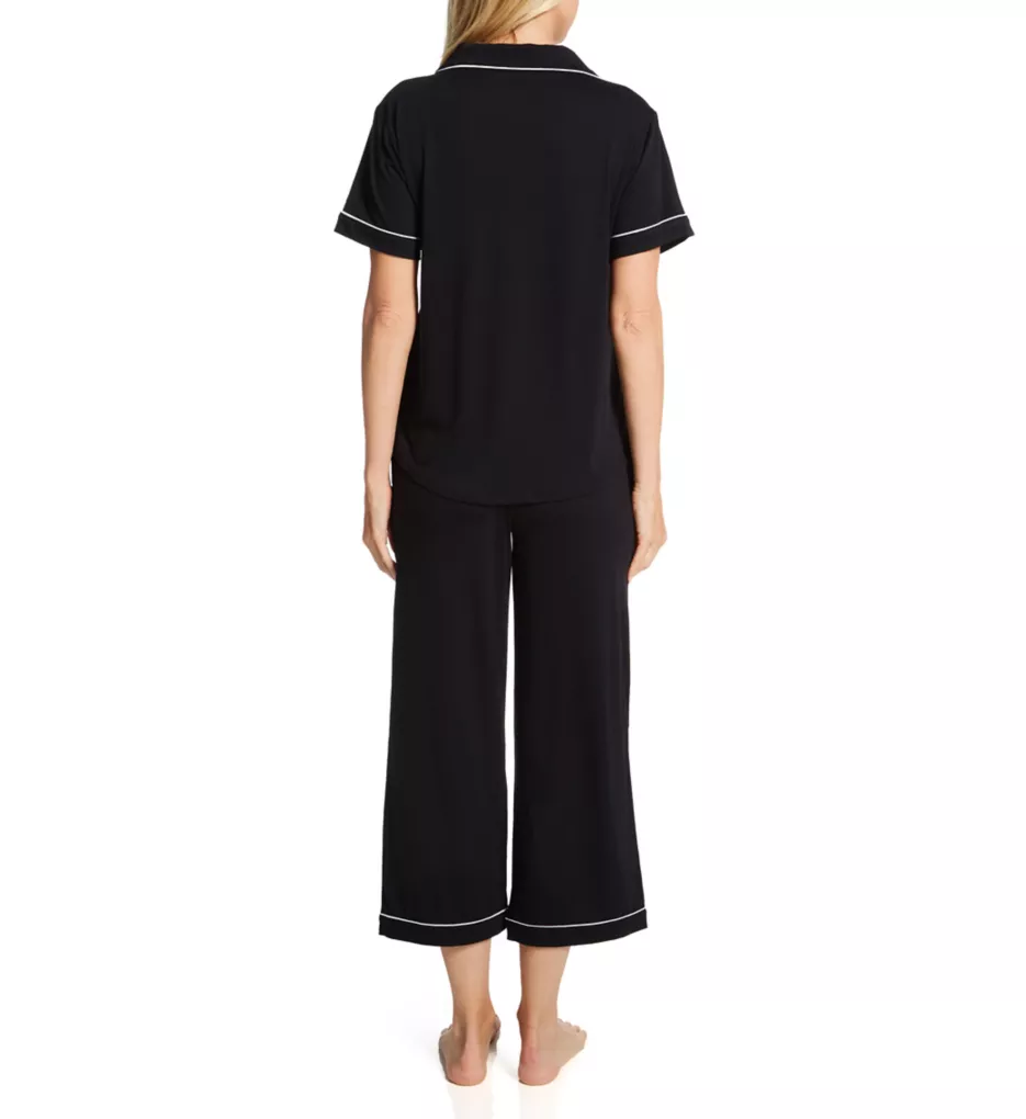 Annie Knit Notch Collar Capri PJ Set Black S