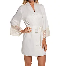 Kit Matte Charmeuse Wrap Robe with Lace Ivory S/M