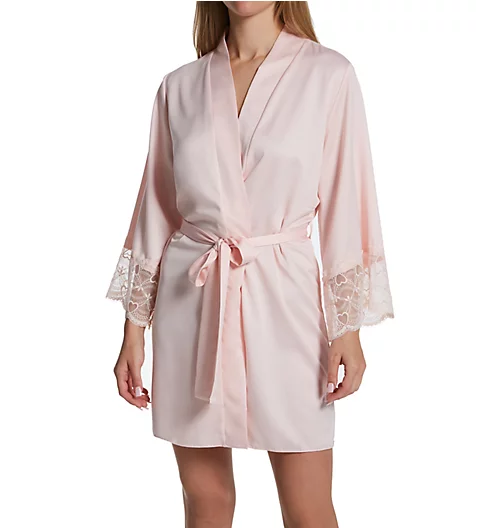 Flora Nikrooz Kit Matte Charmeuse Wrap Robe with Lace T90482