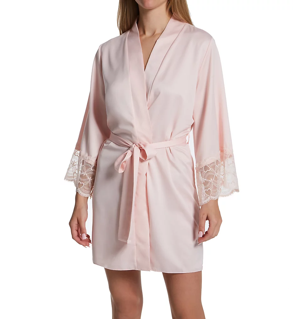 Kit Matte Charmeuse Wrap Robe with Lace