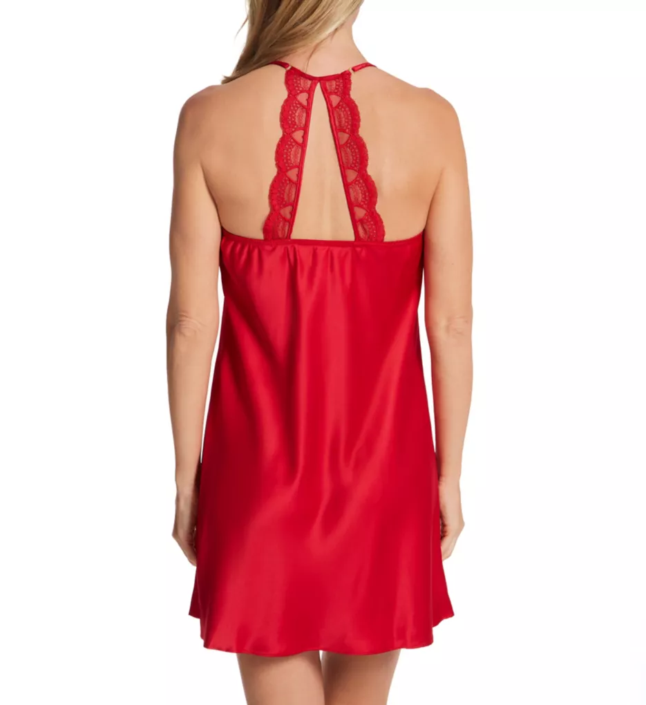 Kit Matte Charmeuse Chemise with Lace Red S