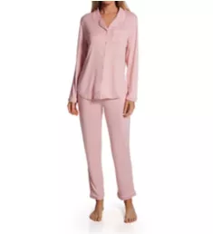 Annie Knit Notch Collar PJ Set Pink XL