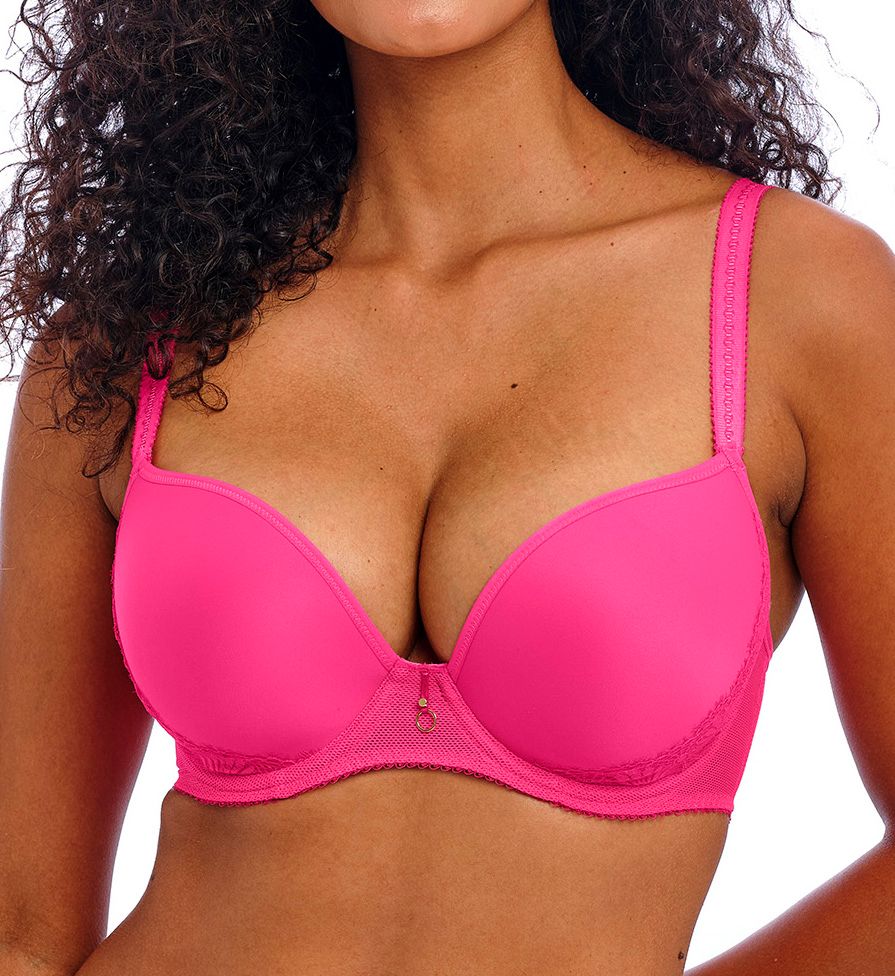 Freya Women's Fascinate Underwire Molded Plunge T-Shirt Bra in Hot Pink | Size: 38DD | HerRoom.com