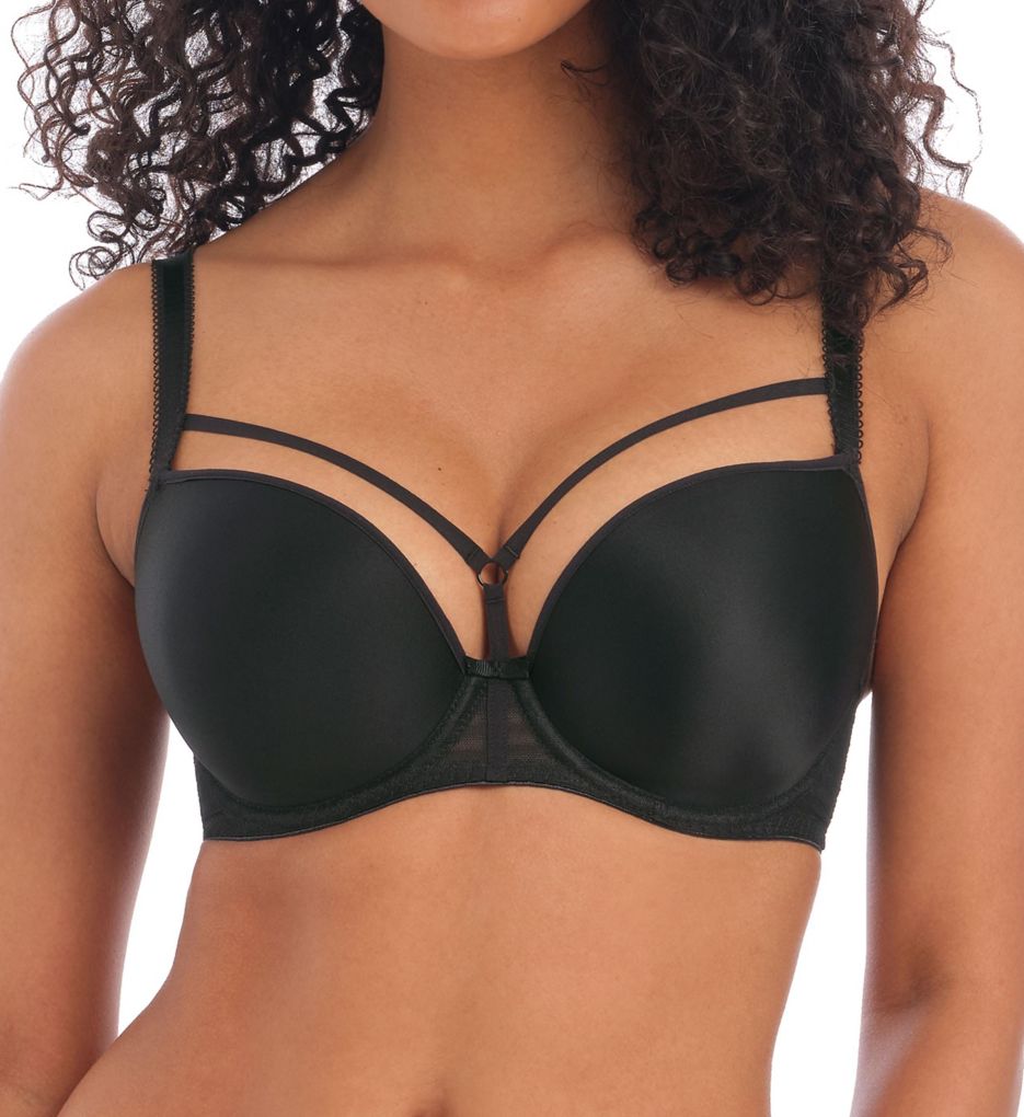 Freya Women's Deco Underwire Molded Strapless Bra, Black, 28D at