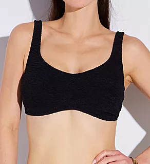 Ibiza Waves Underwire Bralette Bikini Swim Top Black 38G
