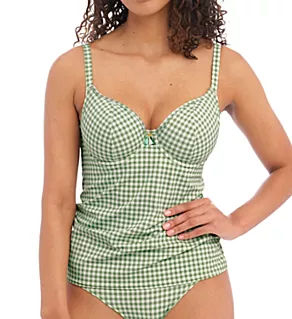Check In Underwire Plunge Tankini Swim Top Khaki 30DD