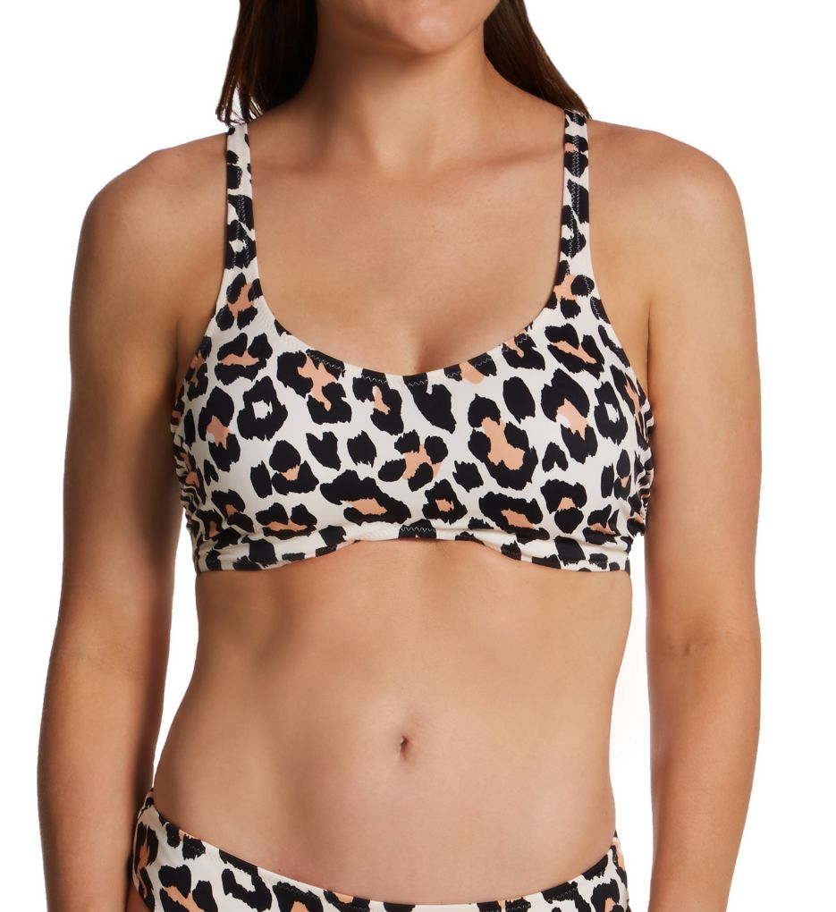 Victoria's Secret black strap white animal print leopard cheetah bra  bralette S