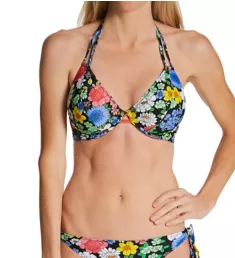 Floral Haze Underwire Bandless Halter Swim Top