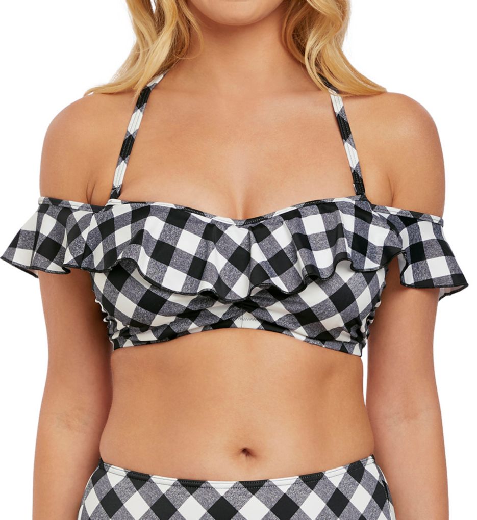 Freya Swim Check In Underwired High Apex Bikini Top - Monochrome - Curvy