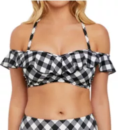 Totally Check Underwire Off The Shoulder Swim Top