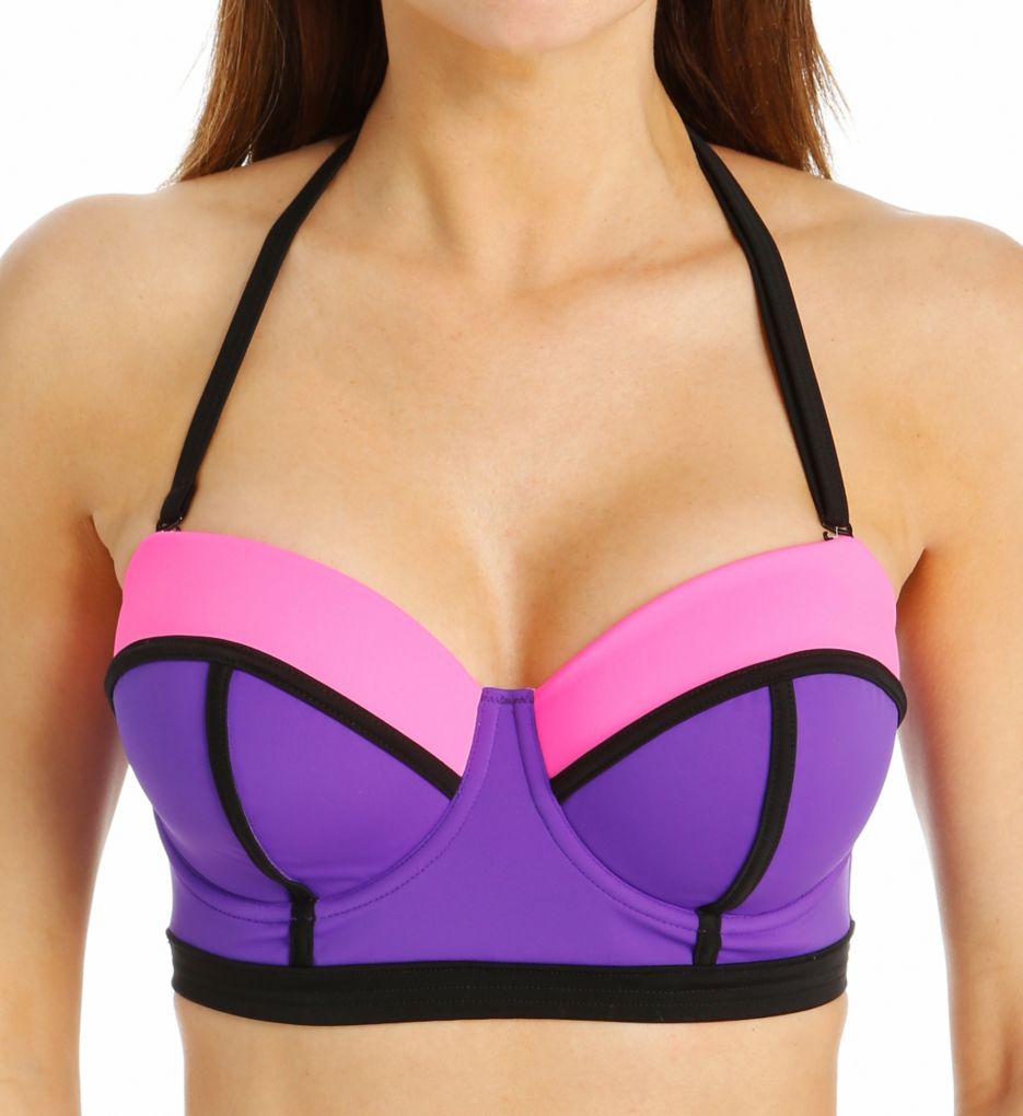 Bondi Underwire Bandeau Longline Bikini Swim Top-fs