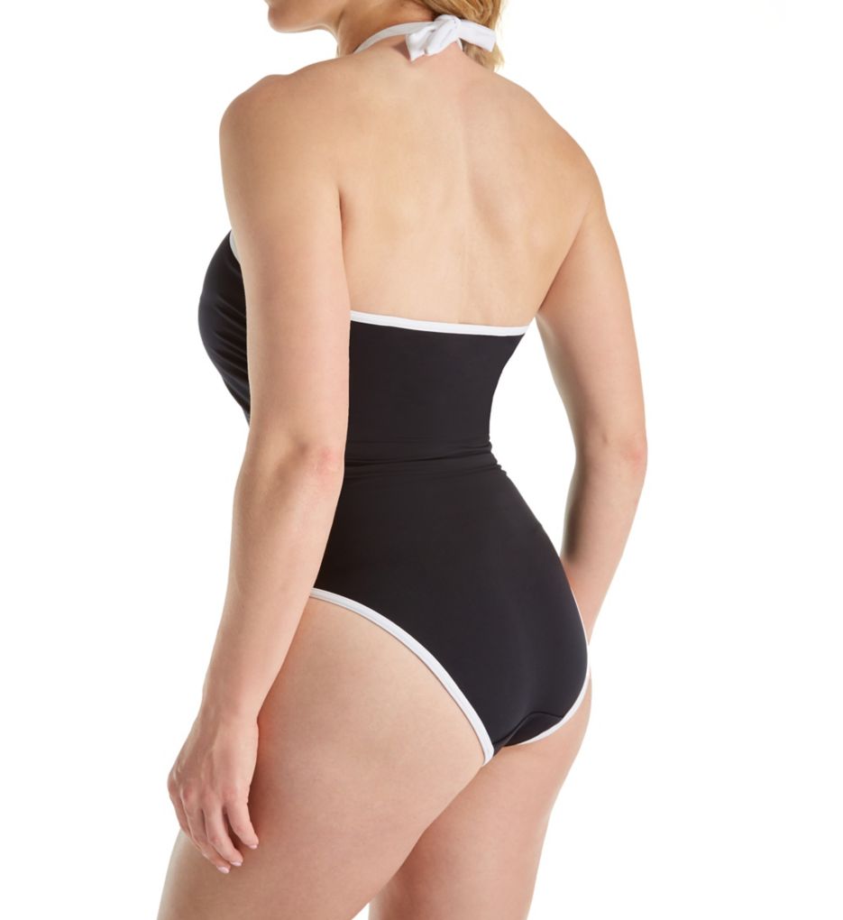 Back To Black Underwire High Neck One Pc Swimsuit