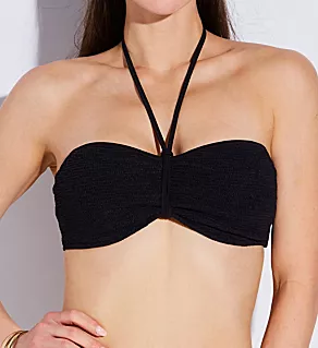Ibiza Waves Underwire Bandeau Bikini Swim Top Black 36G