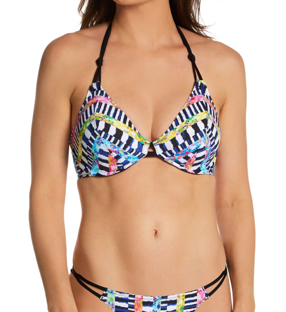 Electro Rave Underwire Halter Bikini Swim Top