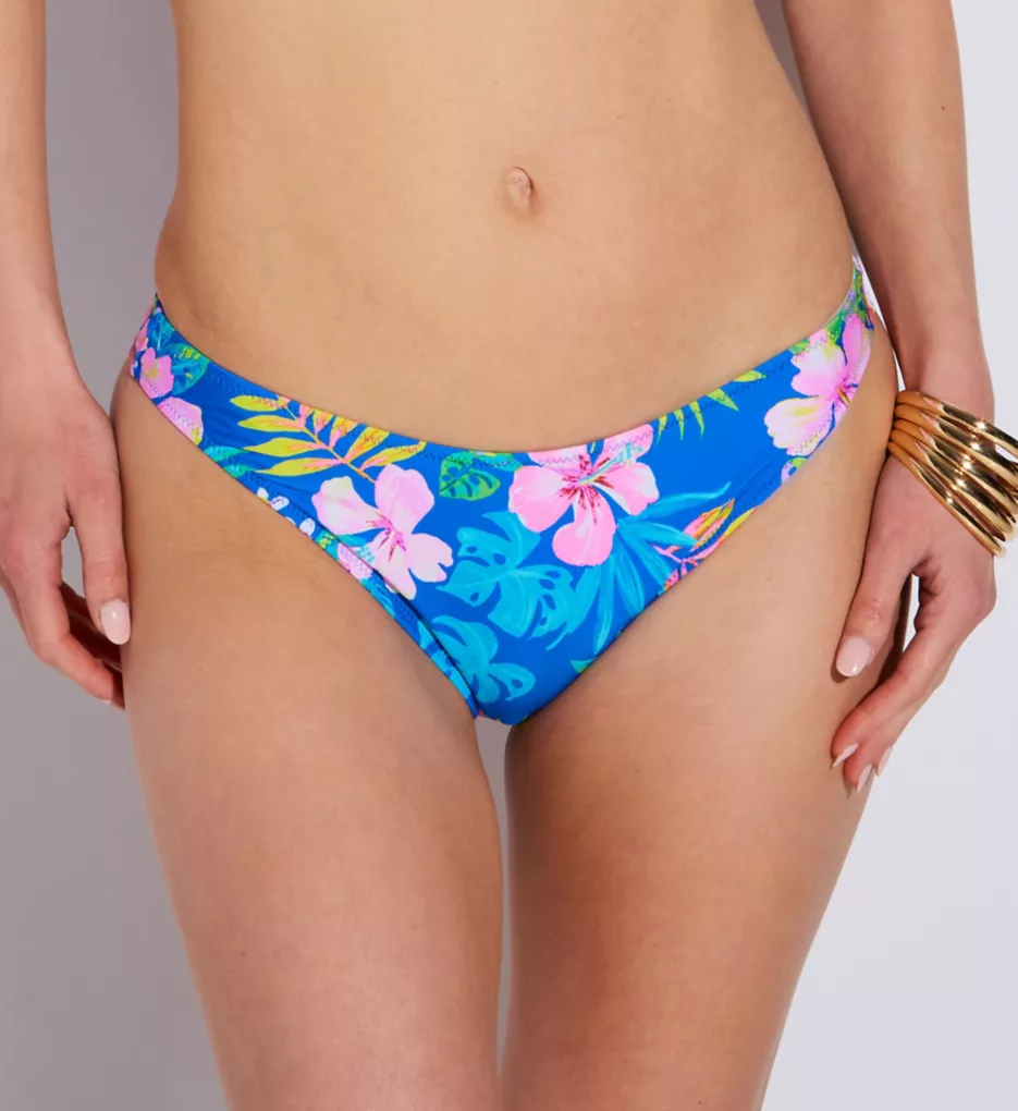 Hot Tropics High Leg Bikini Brief Swim Bottom Blue XS