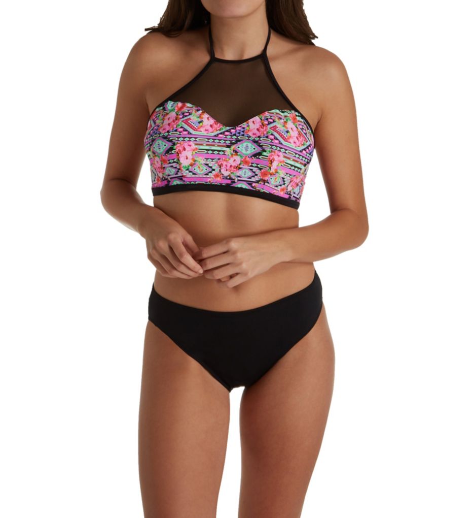 Texas Rose Underwire High Neck Crop Swim Top-cs3