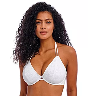 Nomad Nights Underwire Halter Bikini Swim Top White 36F